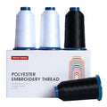 Poolin Black and White Embroidery Thread Set – Richword Selected 4 Rolls, 40WT Polyester 4000M for Home & Commercial Embroidery Machines-2 Black, 2 White - color: 2White+2Black