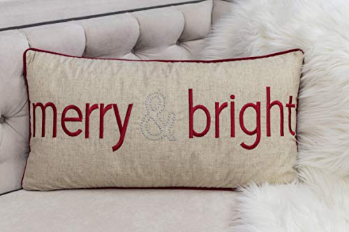 Embroidery Velvet Throw Pillow Cover, Merry Christmas Series (Natural) - color: Natural