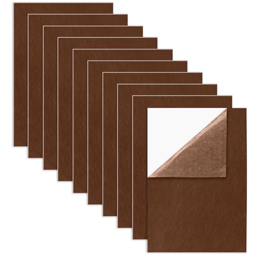 Bonsicoky Brown Self Adhesive Felt Sheets, 10 Pack, A4 Size (8" x 12") - color: Brown