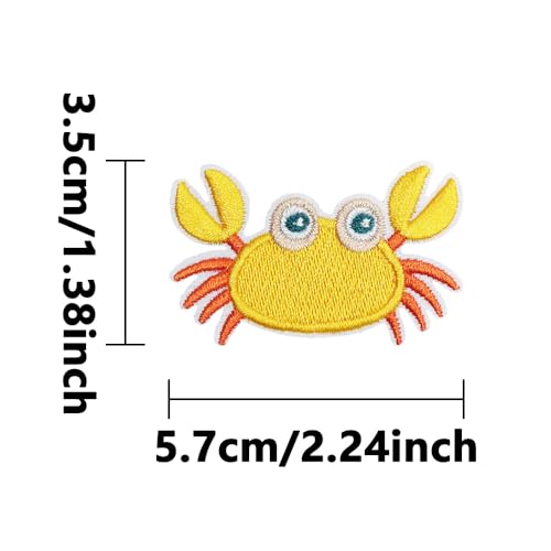Cartoon Summer Seaside Sun Coconut Hat Embroidery Hot Melt Adhesive Clothes Bag Iron On Hand Sewing Patch (2 Crab Patches) - style: 2pcs Crab Patches