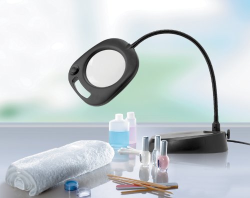Daylight Company LED Floor Lamp and Table Lamp, Standing Lamp for Living Room, Bedroom, Salon, Office, Touch Control, Flexible Arm, Sleek Design, Multipurpose, Magnifier Lamp, Black