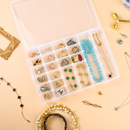 36-Grid Bead and Tackle Box Organizer, Adjustable Dividers, 3 Pack - color: Clear-3pack-108 Grids