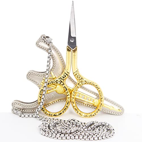 BIHRTC Stainless Steel Sharp Tip Sewing Snips Thread Cutter Safety Scissors - color: Gold