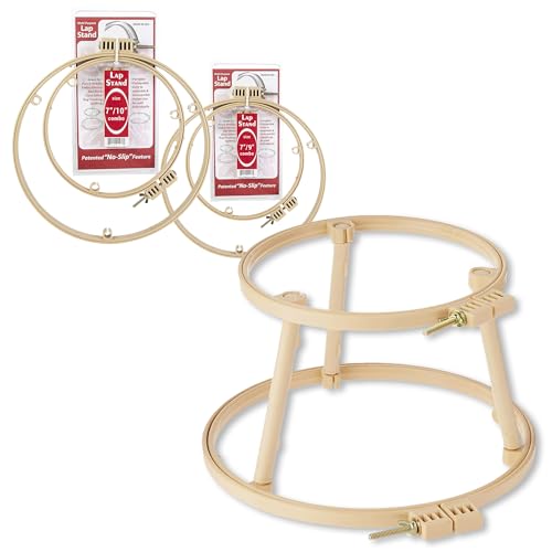 Morgan Combo Hoop Lap Stand | Bundle of 7 & 9 and 7 & 10 Inches No-Slip Embroidery Circle Frame | Portable Design for Sewing Crafters Punch Needle Cross Stitch Needlepoint Arts & Craft | Made in USA - size: 7-9 and 7-10