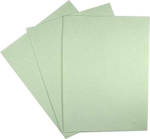 KCS 3 pc of 12" x 18"(30cmx45cm) Counted Cotton Aida Cloth Cross Stitch Fabric (Light Green,14CT) - color: Light Green, size: 14CT