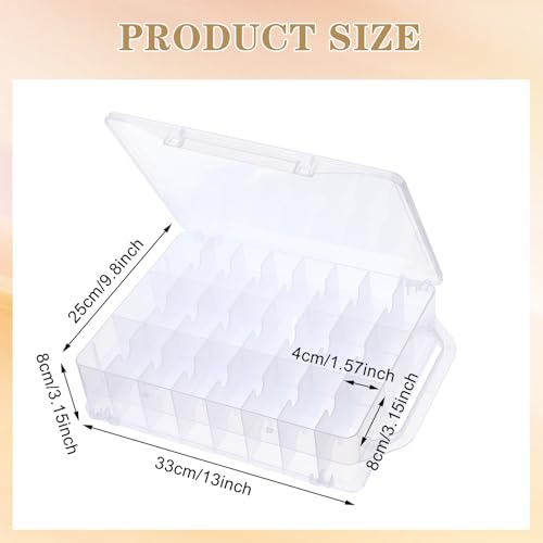 2 Pcs 46 Grids Sewing Organizer Double Sided Thread Box Storage Portable Clear Plastic Thread Holder for Embroidery Sewing Crafts Beads Embroidery Floss