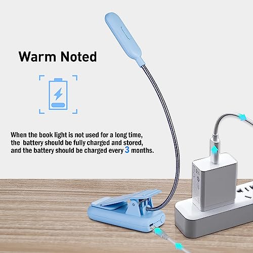 VAVOFO Rechargeable Reading Light, Clip on Book Light for Reading in Bed - color: Light Blue