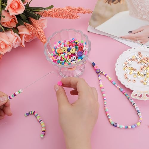7 Pcs Bead Needle Stainless Steel, Easy-Grip Curved Needles for String Beads, Big Eye Beading Needle for DIY and Family Activities, Beading Needles Match with Bead Spinner