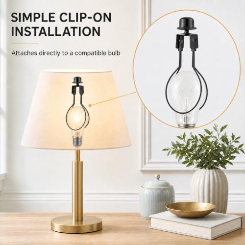 Creative Hobbies® Lamp Shade Light Bulb Clip Adapter Clip on with Shade Attaching Finial Top, Black Color | 2 Pack - color: Black