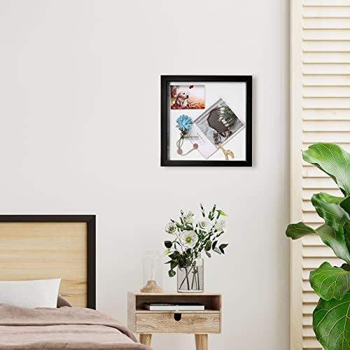 Muzilife 8x8 Small Shadow Box Wood Picture Frame, HD Glass, 3PCS, Black - color: Black, size: 3pcs 8X8