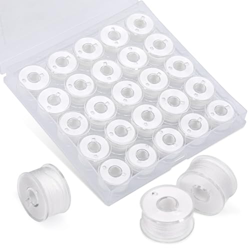 UzecPk 25pcs White Thread for Sewing, Embroidery Bobbins, Bobbin Thread - color: 25 White, size: 25 Pcs