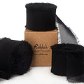 Ribbli Black Chiffon Ribbon - 1.5 inch x 30 Yard Handmade Silk, Fringe Chiffon for Wedding Invitations, Gift Wrapping, Bridal Bouquets, Flower Arrangement - color: Black