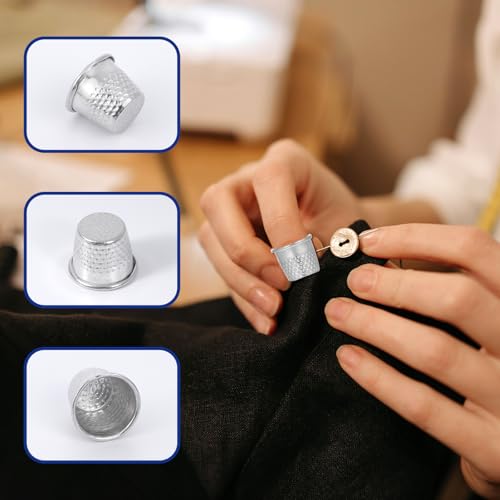 80Pcs Silver Thimbles for Hand Sewing Metal Sewing Thimbles Sewing Thimble Finger Protector Sewing Quilting Metal Thimbles for DIY Craft Finger Protector