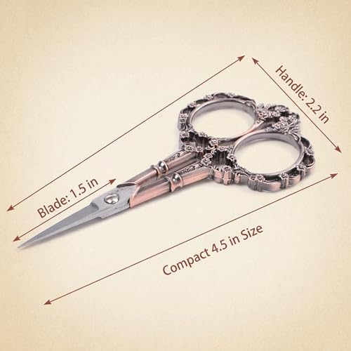 BIHRTC Vintage European Style Scissors for Embroidery, Sewing, Craft, Art