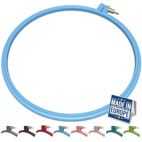Maker Susan Plastic Embroidery Hoop, Hello Series Cross Stitch Hoops for Beginners, Punch Needle Hoop, Embroidery Frames for Sewing, Needlework, Embroidery Projects (Blue, Large 9.45" (24 cm)) - color: Blue, size: Large 9.45" (24 cm)