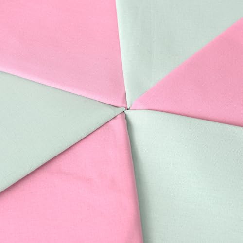 6 Pcs 18 x 21 Inches Cotton Fabric Precut Quilting Fabric Bundles Solid Colors Quilt Material for DIY Craft Sewing Embroidery (Pink and Light Green) - color: Pink and Light Green