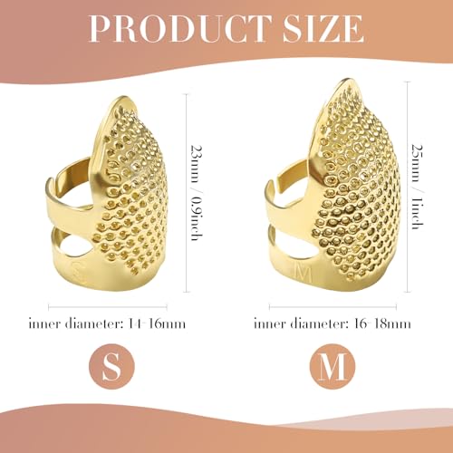 ZESION 4Pcs Sewing Thimbles, Adjustable Metal Thimbles for Hand Sewing Finger Protector, Quilting Craft Accessories for Knitting Needlework DIY Tools, Gold(2 Sizes, S/M) - color: Adjustable Gold