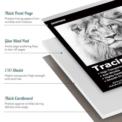 Tracing Paper 8.5x11 in,150 Sheets Transfer Paper Transparent Vellum Paper - color: Black, size: 8.5" x 11" (150 Sheet)