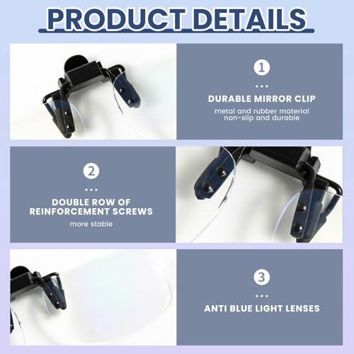 2 Pack Blue Light Blocking Clip-On and Flip-Up Reading Glasses with Magnifying Lenses Readers for Unisex Use