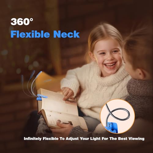 VAVOFO Rechargeable Reading Light, Clip on Book Light for Reading in Bed - color: Blue Lotus