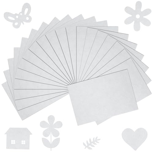 20 Pcs White Felt Fabric Sheet 8" x 12" Assorted Color Felt Fabric Sheets for Crafts DIY Handcraft Sewing Squares Patchwork Nonwoven - color: White