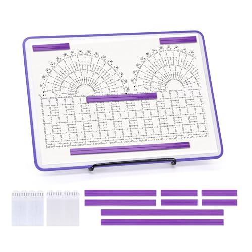 BABYSHEEP Knitting Pattern Holder with 8 Replacement Magnets & Velcro - color: Purple-velcro