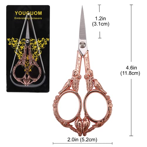YOUGUOM Sewing Embroidery Scissors, Small Craft Shears with Cover - color: Rose Gold