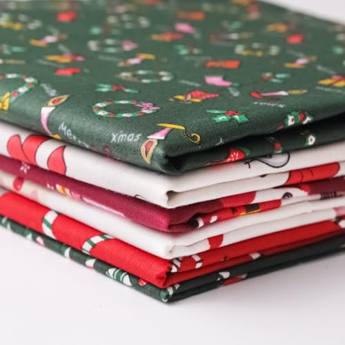 6 Pcs 18 x 21 Inches Christmas Cotton Fabric Precut Quilting Fabric Bundles Solid Colors Quilt Material for DIY Craft Sewing Embroidery - color: Christmas