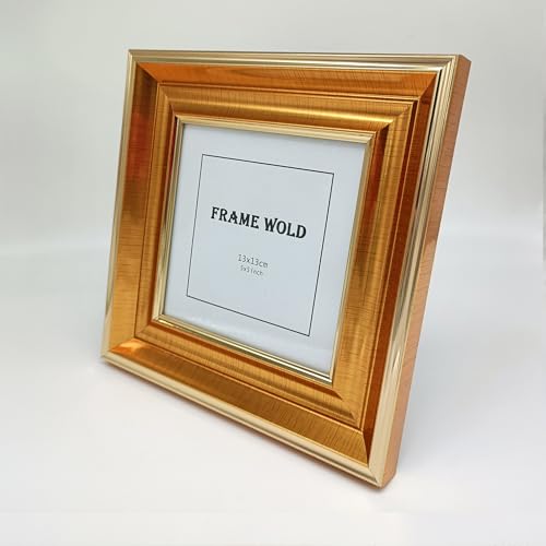 5x5 Gold Picture Frame, Real Glass, MDF, Black Backing, Wall/Tabletop - color: Gold, size: 5x5