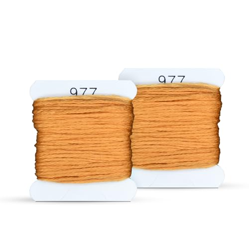 Embroidery Floss Kit and Refills - Cotton Threads - DMC Color Coding for Cross Stitch, String Crafts, Friendship Bracelets - color: 977 Marigold