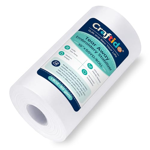 Craftido Tear Away Embroidery Stabilizer 10" x 50 Yd/Roll - size: 10" x 50 Yd/roll
