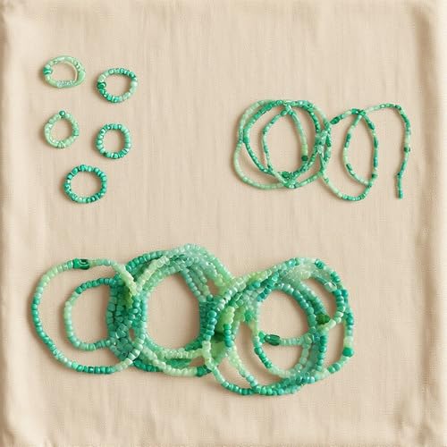 10 Color Small Assorted Glass Seed Beads, Loose Sequins(Green) - color: Green