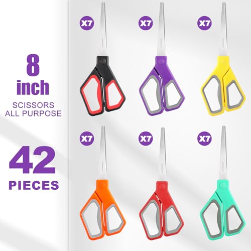 BURVAGY 42 Pack 8" Scissors All Purpose, Heavy Duty Scissors for Office - color: 42pack