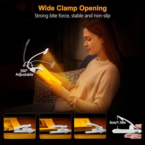 Gritin 19 LED Rechargeable Book Light for Reading in Bed - color: White