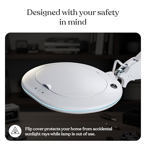 Brightech LightView Pro Magnifying Glass with Stand and Light – Magnifying Floor Lamp with 6-Wheels on a Sturdy Base for Facials – LED Work Light with XL Magnifier Glass for Crafts and Projects
