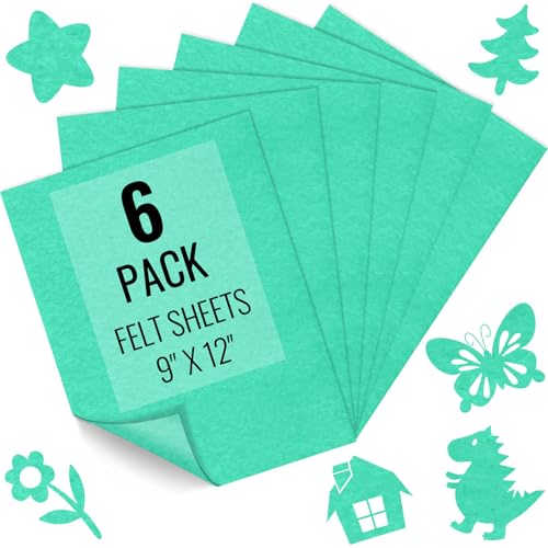 IONTACH 9" X 12" Soft Felt Sheets 1.6mm Thick (6 Packs, Aqua Green) - color: Aqua Green