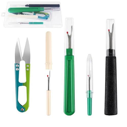 GDMINLO Seam Rippers for Sewing, 2 Big and 2 Small Stitch Remover Tools, Black and Green