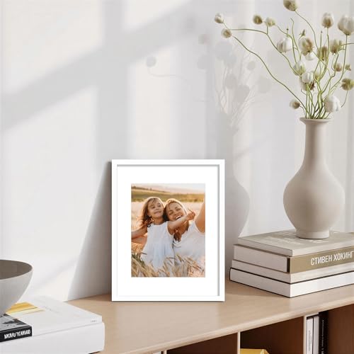 Hongkee 8x12 Picture Frame, 8 x 12 Solid Wood Frame with Real Glass - color: White, size: 8 x 12