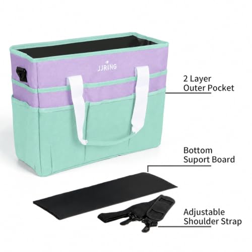 JJRING Craft Organizer Tote Bag Large Art Storage Caddy Green and Purple - color: Green&Purple, size: Large