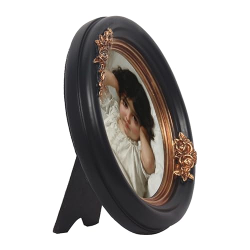 Vintage Small Picture Frame 4x4, Antique Ornate Photo Frame With Gold Floral Relief, Wall and Tabletop Display,High Definition Glass Front,Retro Home Decor Art Gallery Gothic Look(Black 4*4) - color: Black and Gold