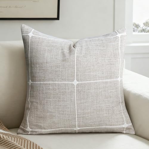 Tan Linen Plaid Throw Pillow Covers 18x18 Set of 1 - color: Coffee Plaid, size: 18" x 18" (Pack of 1)