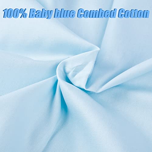 5 Yard Baby Blue Cotton Fabric, Natural Cotton Poplin Fabric by The Yard, 59 Inches Wide 100% Cotton Fabric, Soft Embroidery Muslin Quilting Material for Sewing Material Apparel Cloth - color: Baby Blue, size: 5 Yards