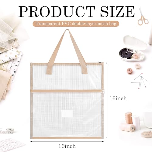 Cosblank 16x16inch Sew Project Bag Jumbo Needlepoint Project Bag, Beige - color: Beige