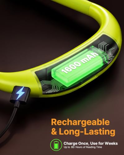 Book Light with Storage Case, Dimmable Neck Light for Reading - color: Lime Light with Storage Case