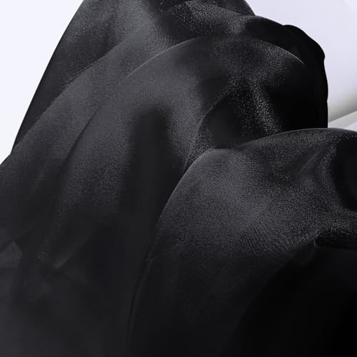 Manyshofu Black Organza Fabric by The Yard, 60 Wide (1 Yard) - color: Black, size: 1 Yard