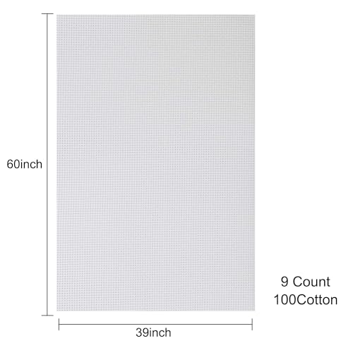 Aida Cloth 9 Count Cross Stitch Fabric,60×39inch (9CT,White) - color: White, size: 9CT