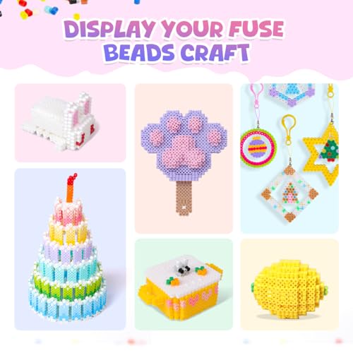 Meland Fuse Beads Kit, 5MM 11,000 Beads in 36 Colors, Crafts for Ages 5-12 - size: 11000 pcs without Iron