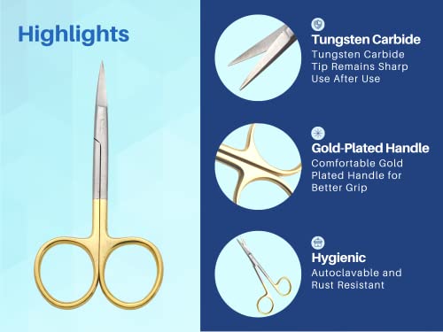 ARTMAN INSTRUMENTS 4.5" Straight Iris Dissecting Scissors | Extra Sharp | Gold Plated Handle | Precision Cutting for Dissection, Lab, Dental, Surgical, Art & Craft Use | Fine-Tip for Delicate Work