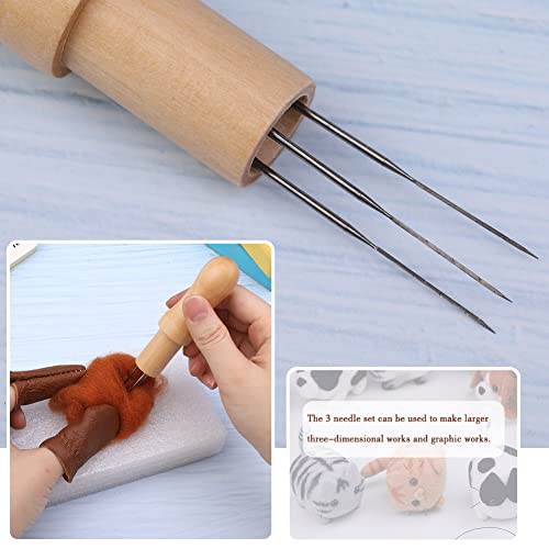 Mayboos Needle Felting Needles, 3 Needles with Wooden Holder - color: 3 PCS