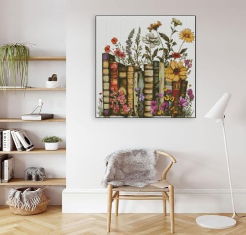 MYBISYMQQ Stamped Cross Stitch Kits - Flower Embroidery Starter Kit for Adult Beginners, Cross Stitch Kits Embroidery Kit Arts and Crafts for Beginners 13.7x13.7 inch - color: D038